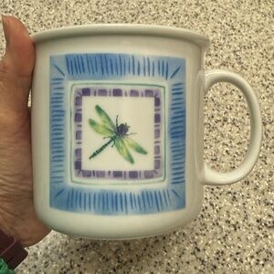 Elegant Dragonfly Mug with Blue and Purple Accents
